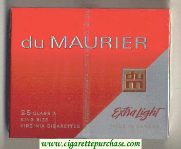 Du Maurier Extra Light 25s Class A King Size cigarettes wide flat hard box